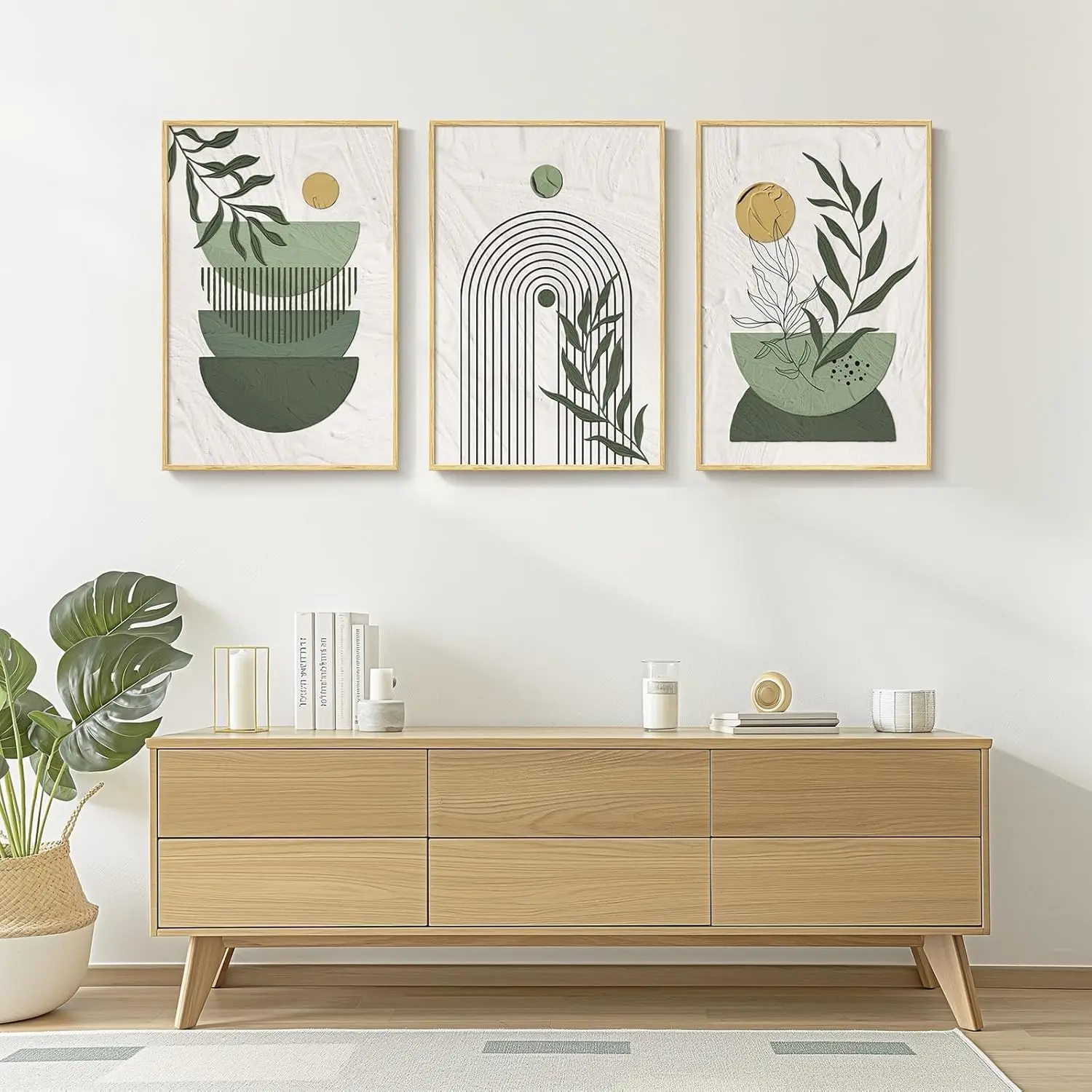 

3pcs/Set Abstract Tree Ring Canvas Art Bohemian Simple Retro Aesthetic Picture Wall Living Room, Dining Room and Home Decoration