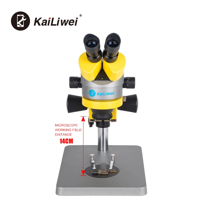 Kailiwei 10Eim 7x-45x Zoom Long Working Distance High Definition Double Gear Suitable Stereo Binocular Microscope for Repairs