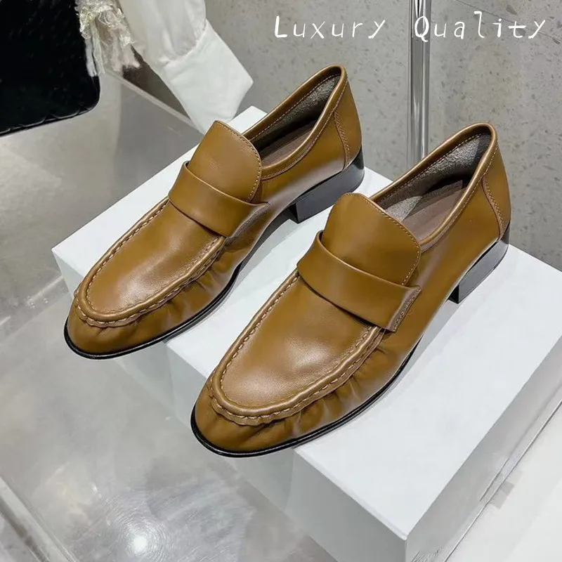 

2024 Women's Top Quality Lefu Shoes Casual Shoes Women's Genuine Belt Heels Lace High Quality Lefu Shoes