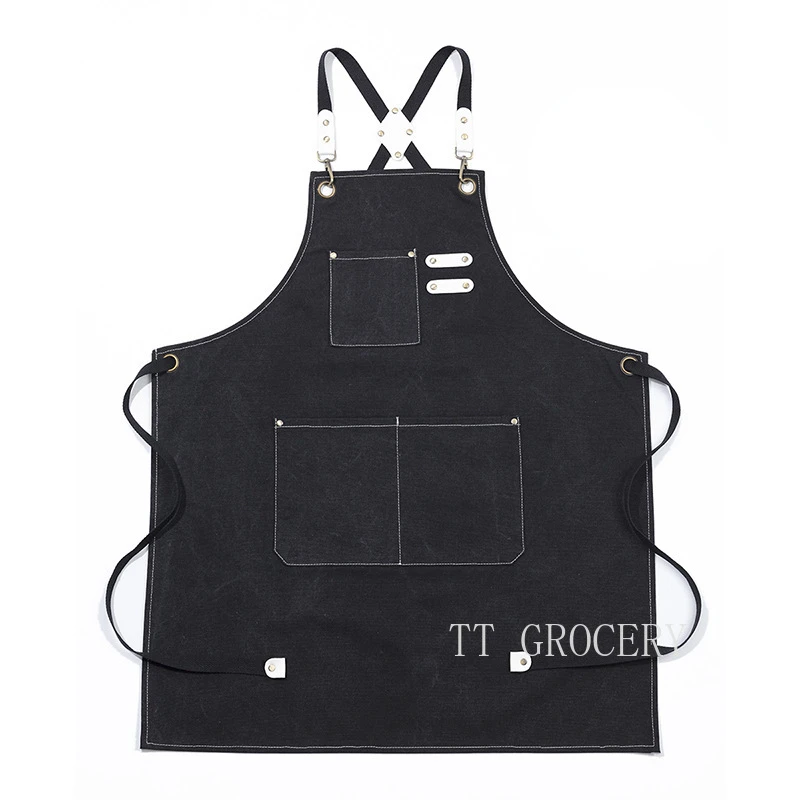 

Aprons for Men Women with Pockets Cotton Enrich Durable Large Waterproof For Kitchen Workshop BBQ Chef Apron