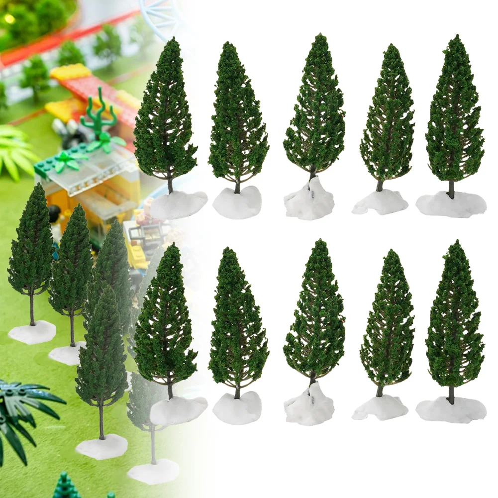 10pcs Model Pine Tree Model Dark Green Tree Model Train Railway Layout Field Sand Table Material Diorama