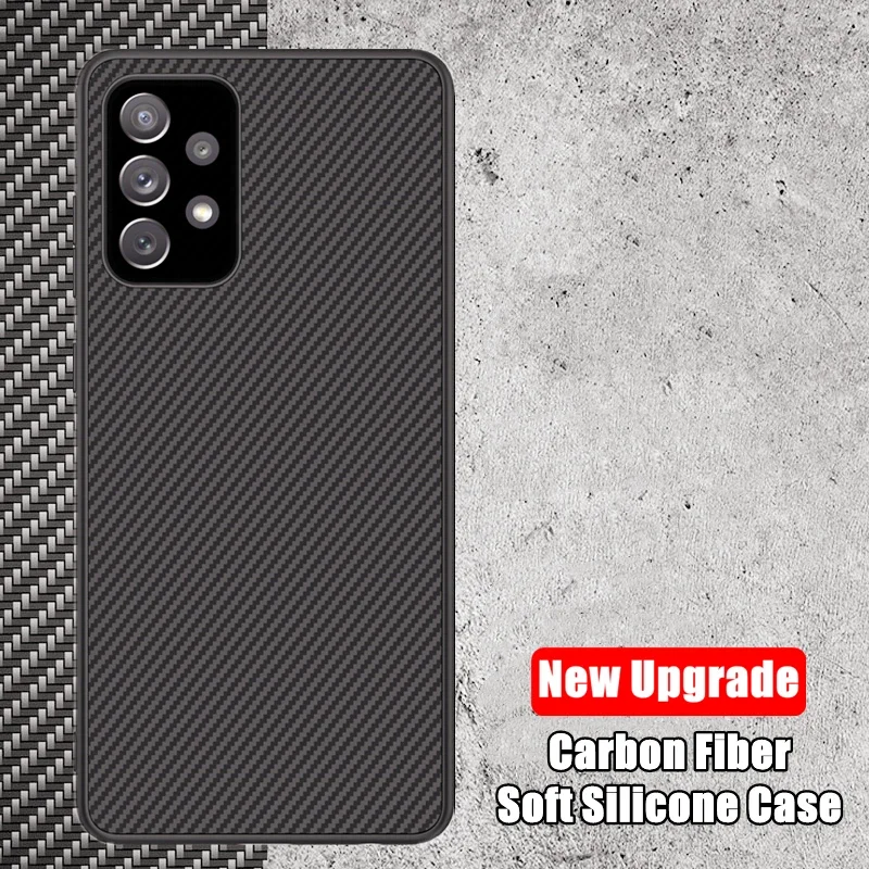 Carbon Fiber Case For Samsung Galaxy S26 S25 S24 S23 Ultra Plus FE A52 A53 A54 A55 A16 A36 A56 A17 A37 A57 Silicone Case Cover