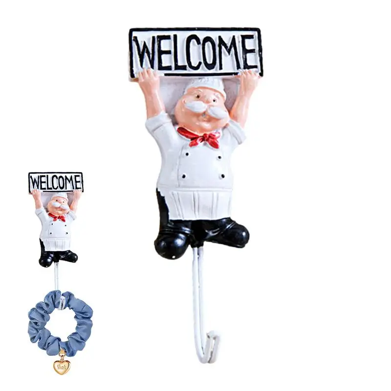 Ganci da cucina per Chef cucina creativo Chef Cartoon Storage Rack ganci Cartoon Power Cord Storage Rack Chef Plug Hook Utility ganci