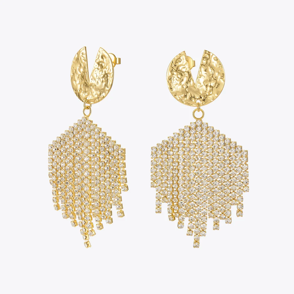 

ENFASHION Zircon Tassel Wedding Earrings For Women Gold Color Statement Dangle Earring 2021 Pendientes Fashion Jewelry E211236