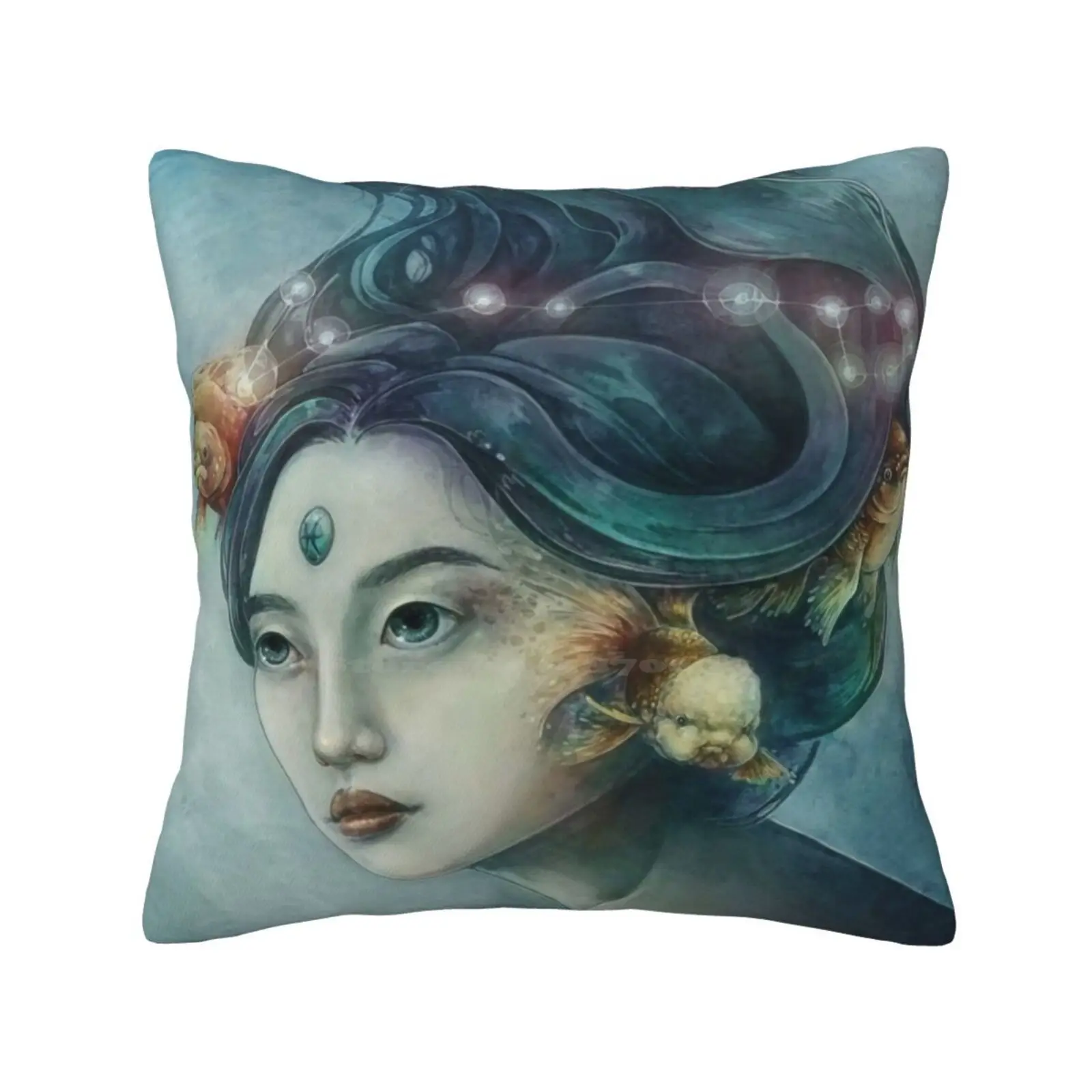 Zodiac Pisces Pillow Cover Hug Pillowcase Watercolour Watercolor Pisces Constellation Space Stars Water Element Zodiac Sign