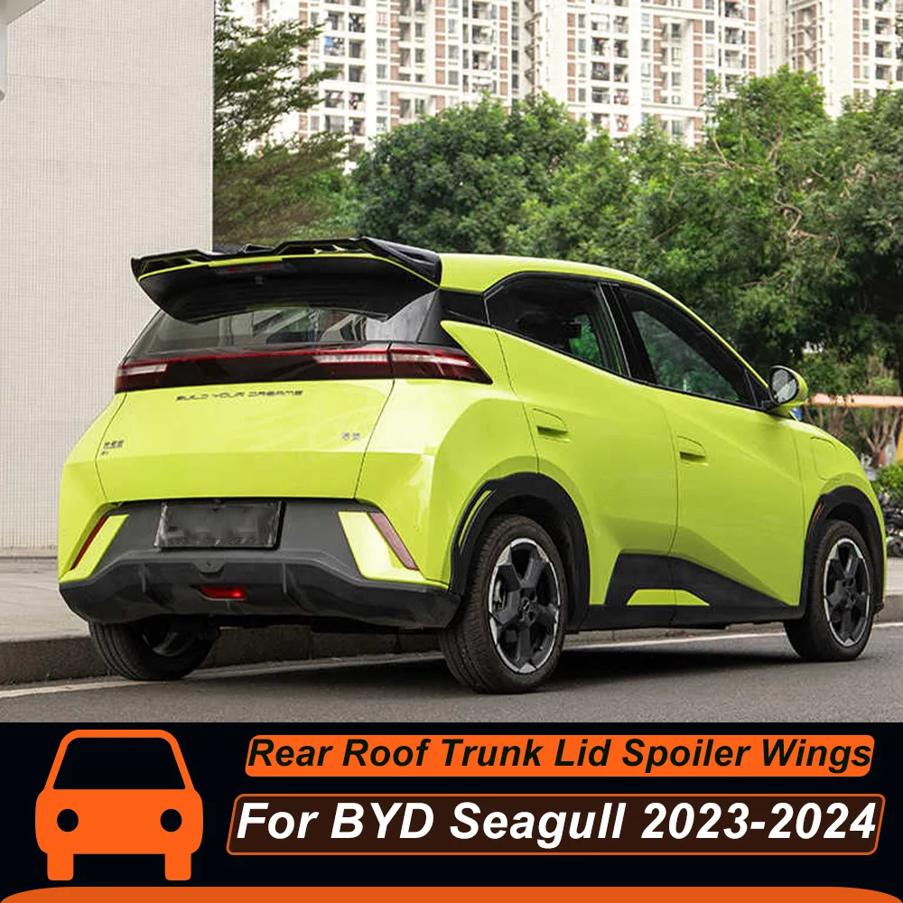 For BYD Seagull 2023-2024 MC Style Rear Roof Trunk Lid Car Spoiler Wings ABS Material Carbon Black Exterior Accessories Parts