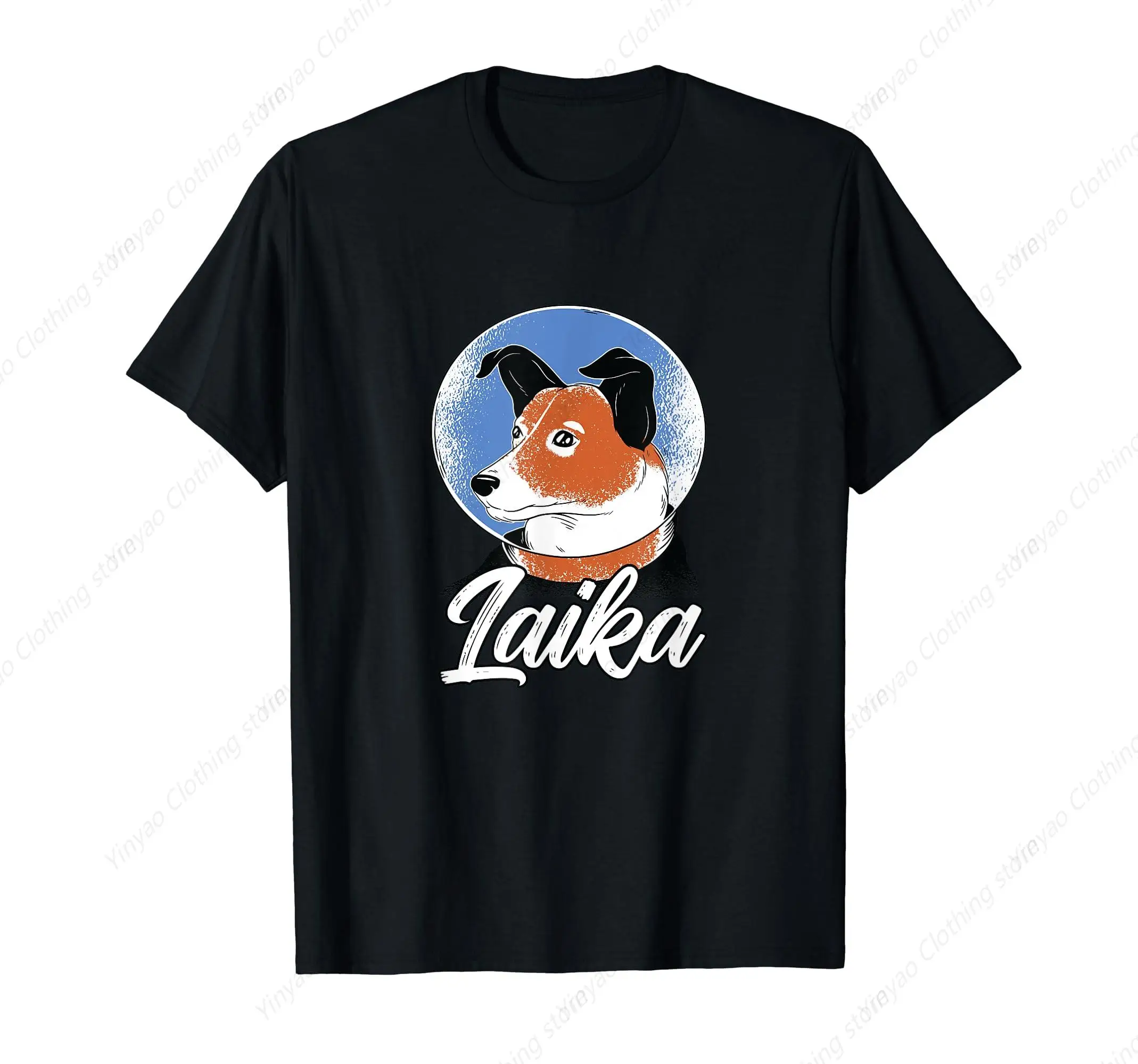 

The First Dog In Space Leica Printed Shirt Animal Galaxy Space Cool Astronaut T-Shirt Pure Cotton Casual T Shirt