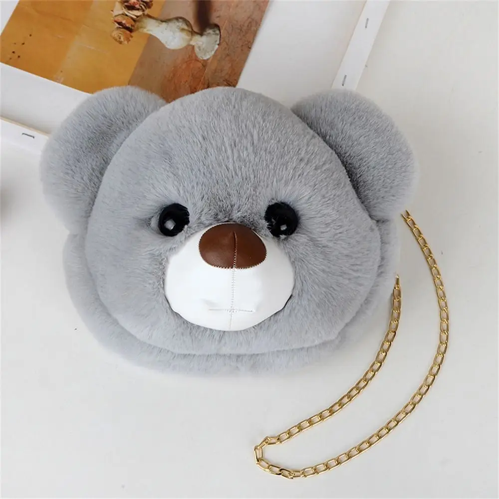 Fluffy Bag Stuffed Animals Bear Head Bag Messenger Bag Handbags Plush Shoulder Bag Plush Toy Casual Plush Bears Bag Diagonal Bag