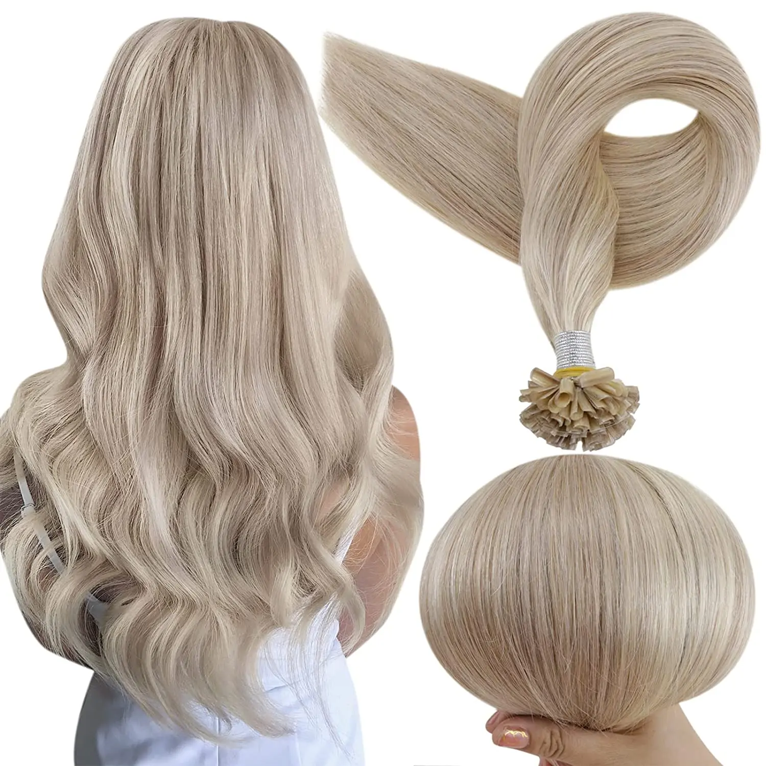 Volledige Glans U Tip Hair Extensions Fusion Haar Balayage Kleur 40-50g Keratine Lijm Kralen Prebonded Human hair Extensiones