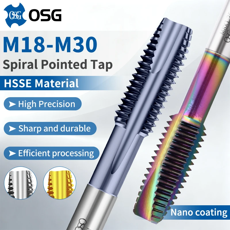 

EIMOGE Japan Original OSG HSSE EX-POT M18-30 Метрический спиральный метчик с черным покрытием для нержавеющей стали/стали с содержанием кобальта, 1 шт.