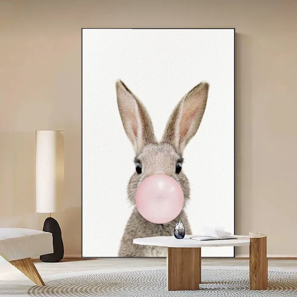 Rabbit Bubble Gum Art Poster Samoprzylepny plakat artystyczny Whitepaper Prints Plakaty Artwork Home Decor