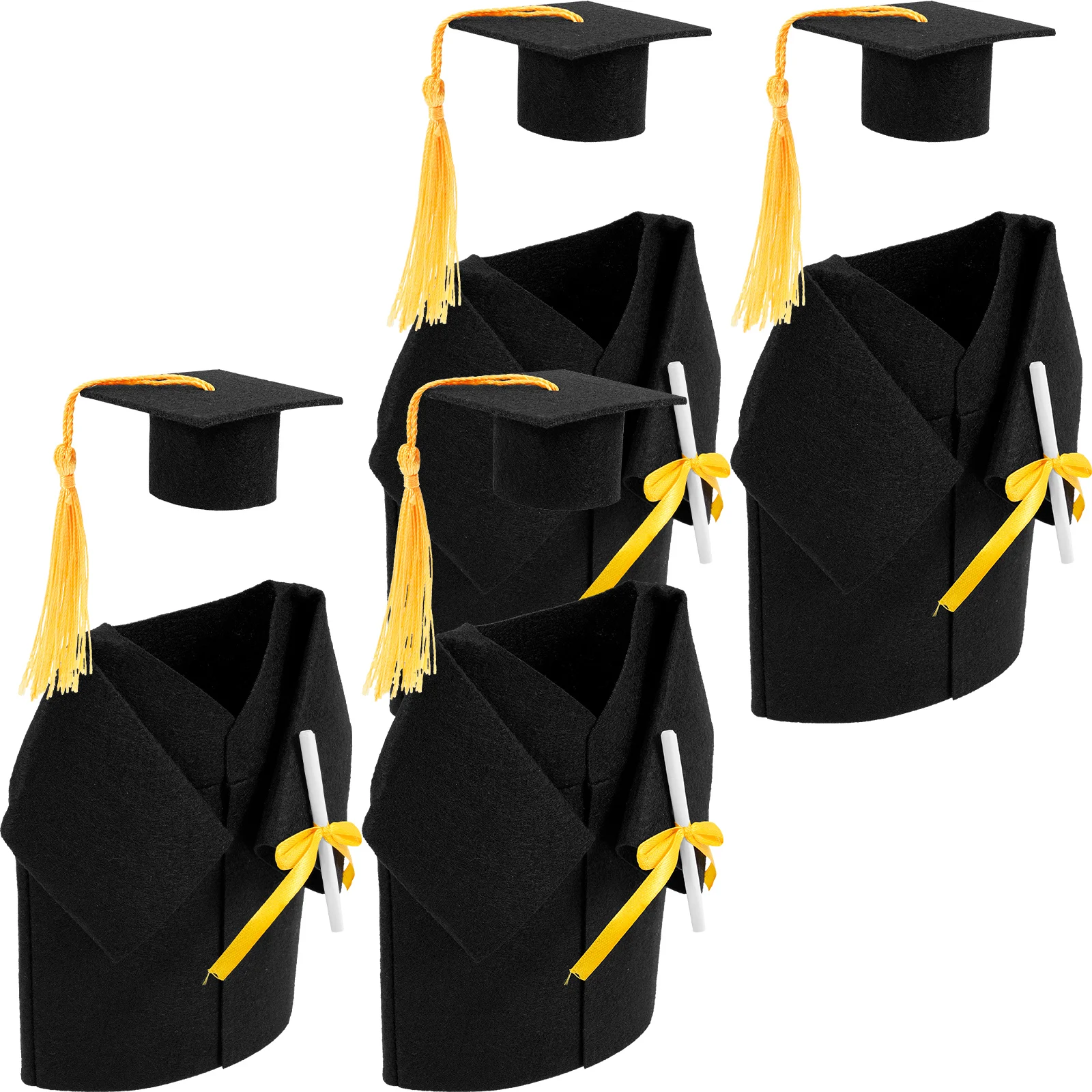 

4 set 4Sets Doctor Hat Decorations Graduation Mini Caps Bottle Toppers Black Reusable Stoppers Glass Party Favors Beverage