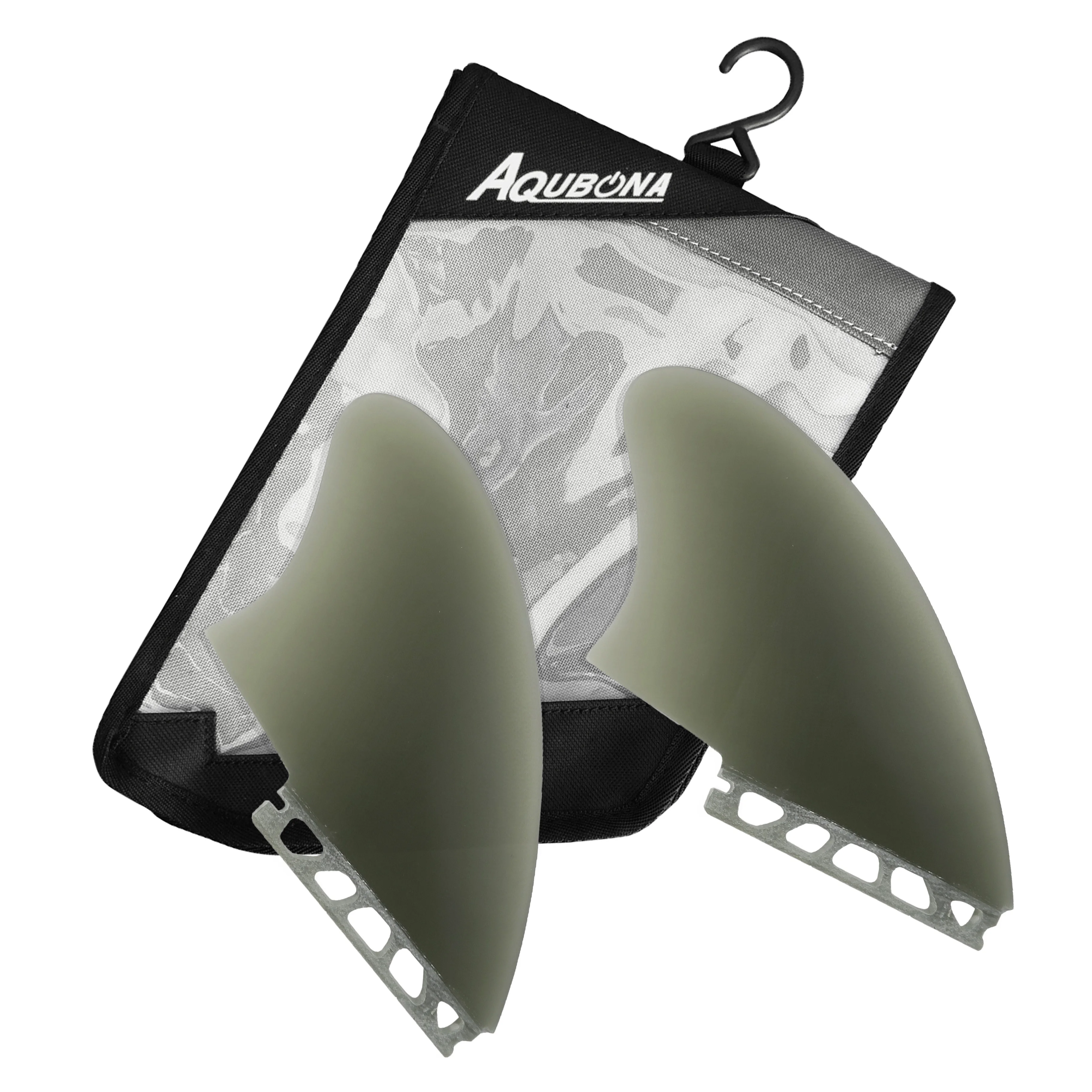 Surfboard Twin Keel Fins (2 Fins) - Twin Tab or Single Tab Sizes, with Fin Bag, Screws, Fin Key - Fins for Fish Surf Boards