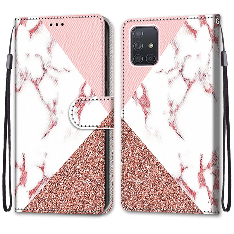 Flower Pattern Flip Case For Samsung Galaxy A71 A 71 4G SM-A715 A71Case Wallet Leather Phone Cases Stand Book Cover Bags 2023