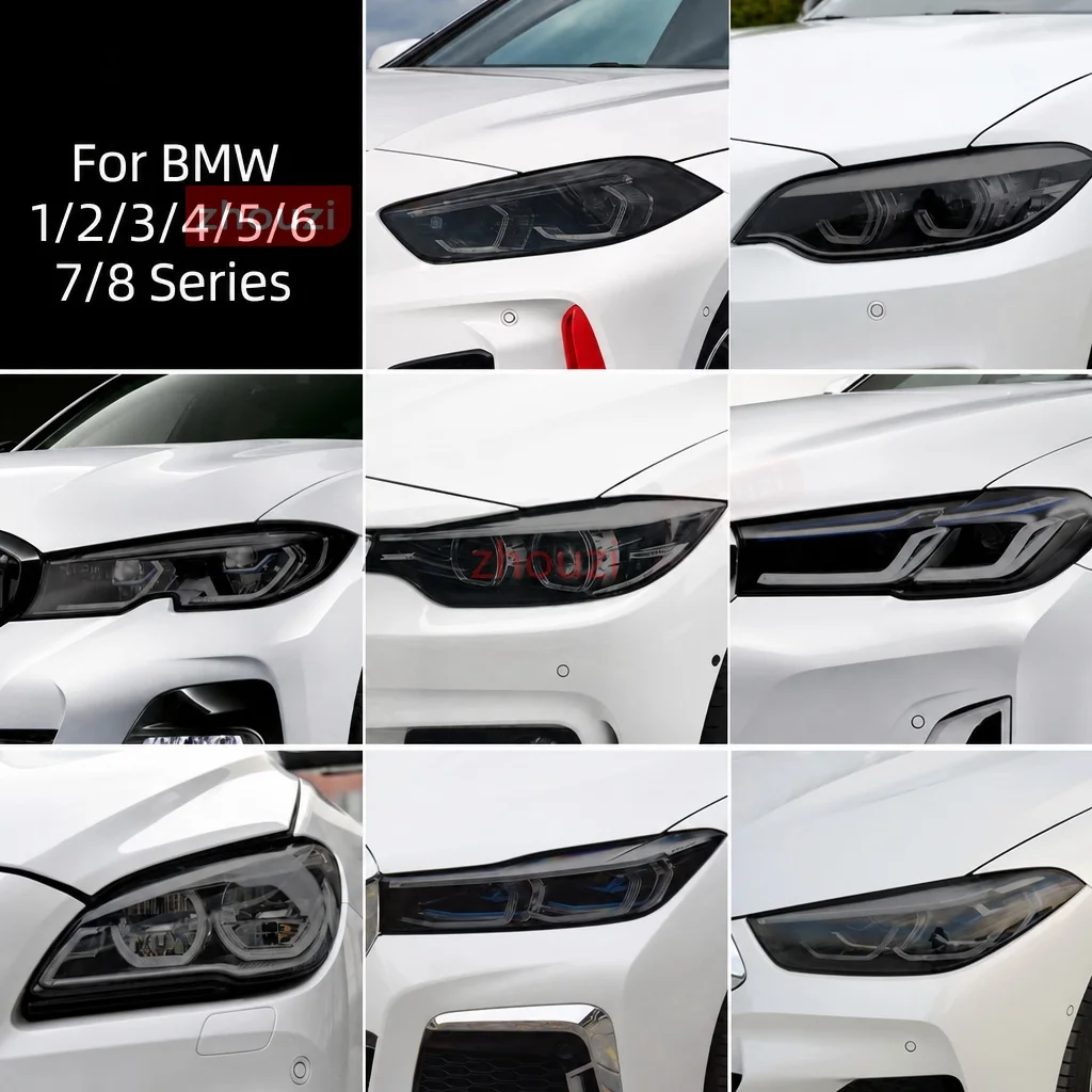 Smoked Black TPU Sticker Car Headlight Protective Film For BMW F40 F22 F44 F30 F31 G20 F34 F32 F36 F10 G30 F06 F07 F12 F01 G11