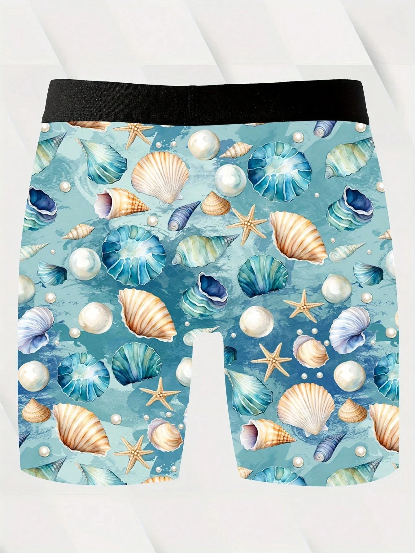 

Мужские трусы-боксеры с принтом морских ракушек, мягкие, эластичные, из полиэстера