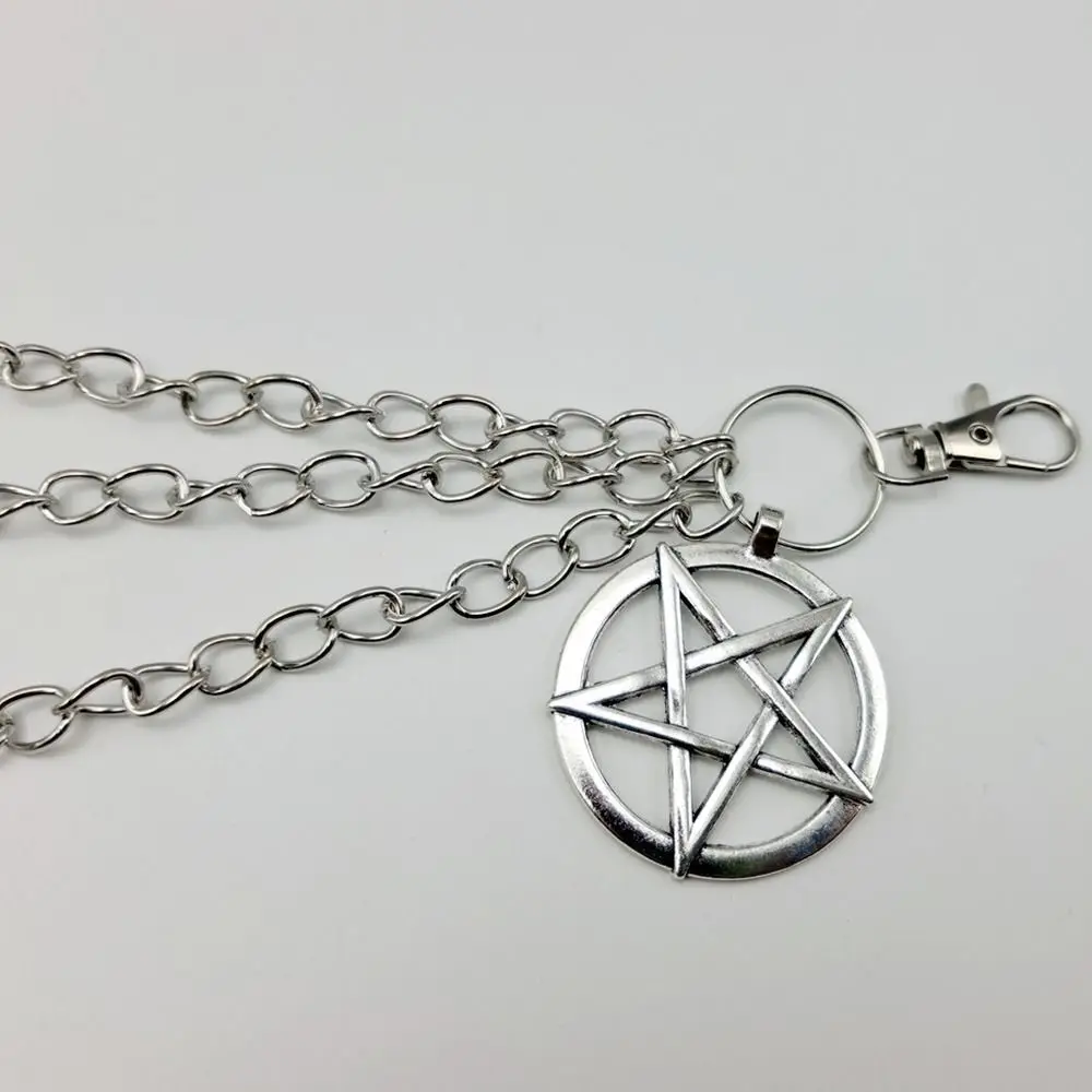 Kobiety mężczyźni Unisex HipHop Harajuku Pentagram łańcuszek ogniwa gotyckie breloki ciężkie urządzenie wyszczuplające do talii