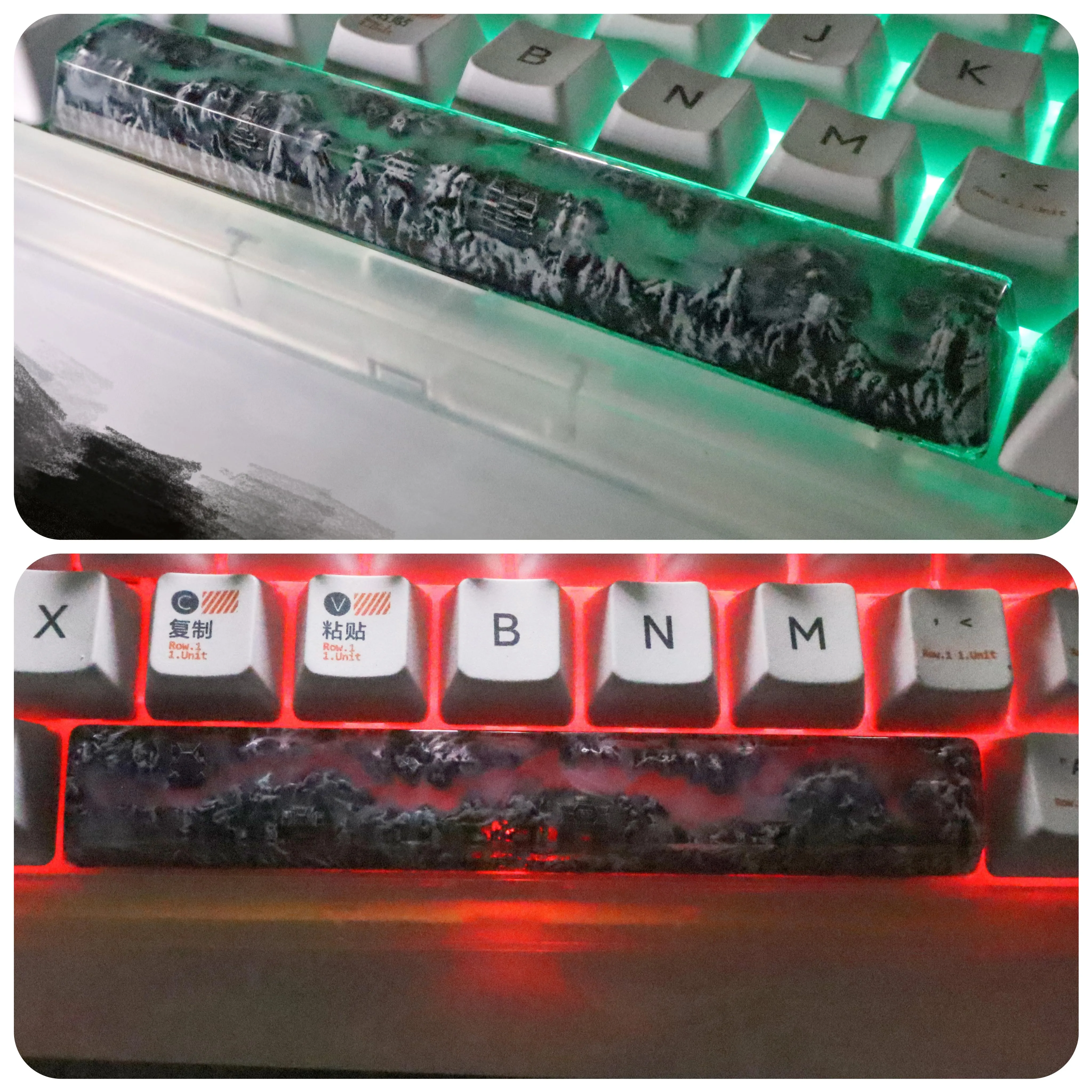 1Pcs High Quality resin DIY backlit landscape Landscape Ink space bar key 6.25U cross axis mechanical keyboard keycaps