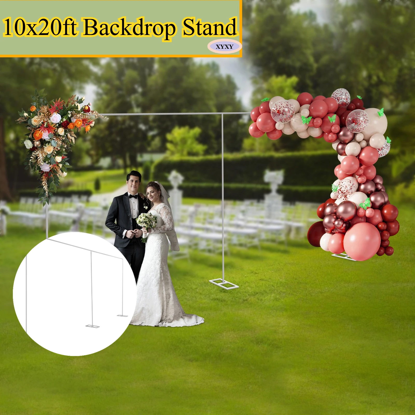 

XYXY 10x20ft Подставка для фона, свадебная арка, вечерние фон, подставка, комплект труб, рамка для штор, сверхпрочная квадратная металлическая арка
