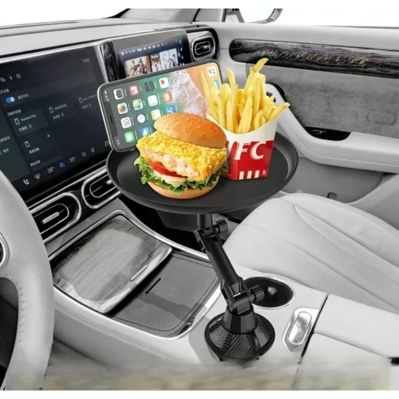 Multifunctional Car Storage Tray Phone Holder Front Rear Seat Round Desk Expansion Rack
