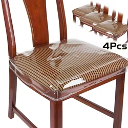 4Pcs Transparent PVC Dinning Chair Covers Protectors Waterproof Chair Covers Stain Resistant Plastic Seat Covers for Chairs Seat