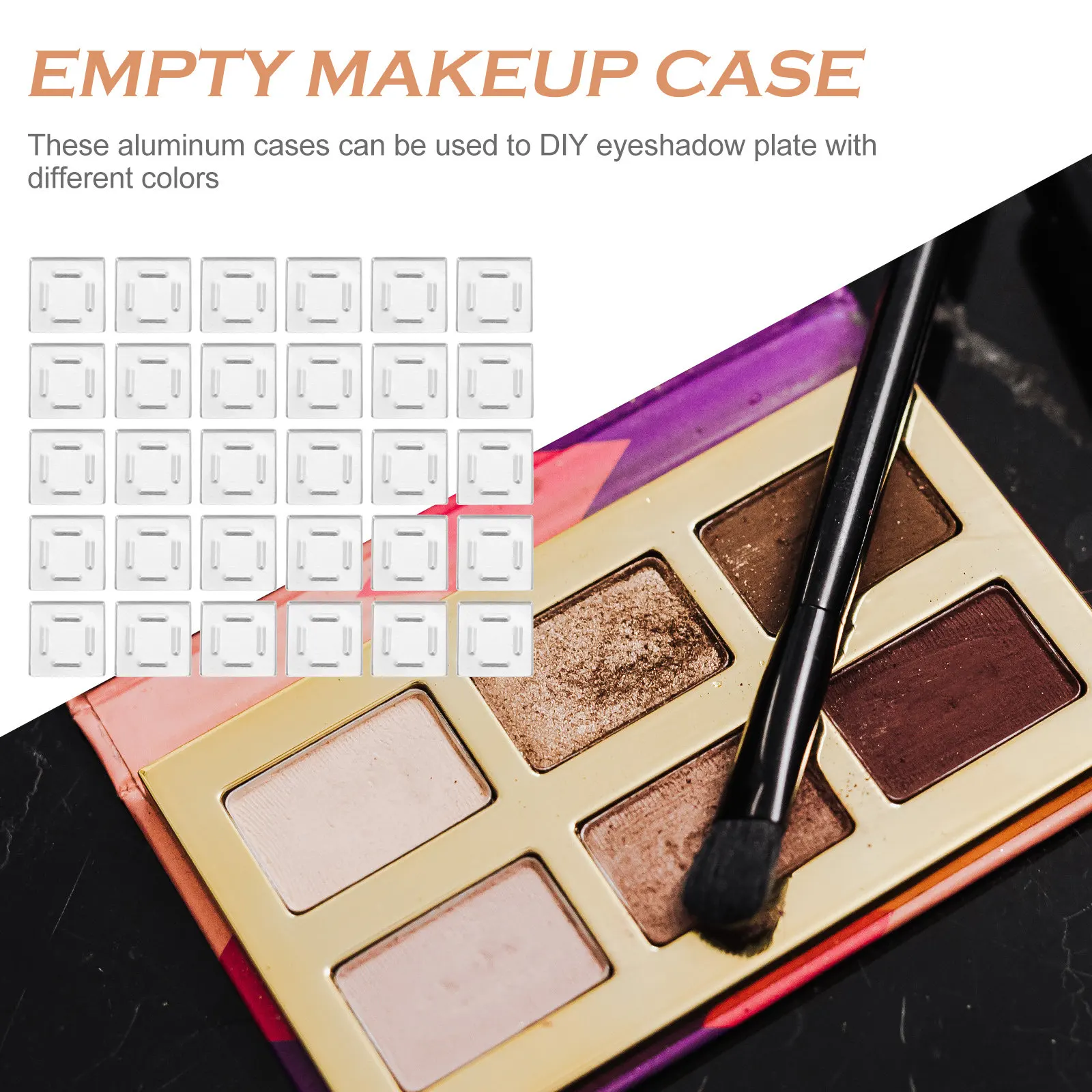 30Pcs Aluminum Eyeshadow Cases Portable Makeup Storage Trays Refillable Cosmetics Organizer Sub Package Box for Travel Home