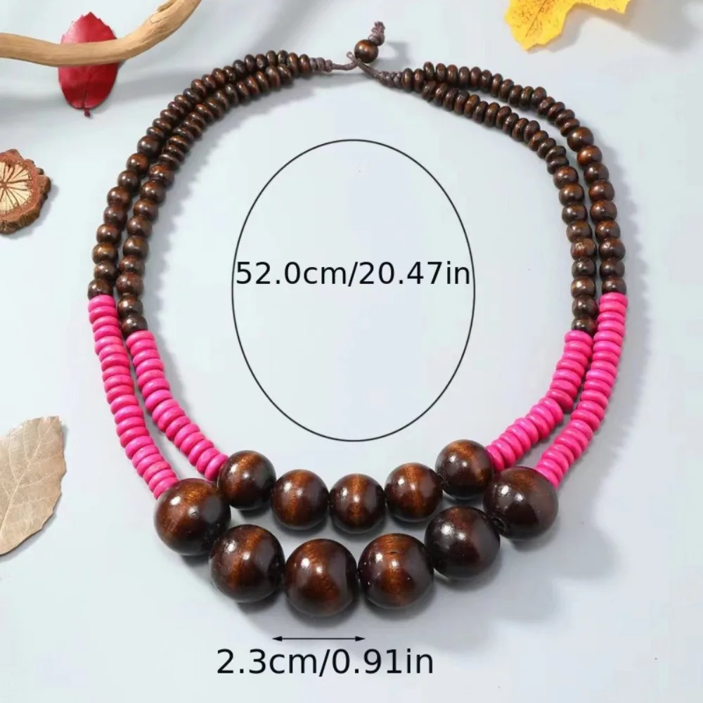 Boho Coconut Shell beaded Necklace Women vintage style fold wear long wooden bead necklace jewelry gift