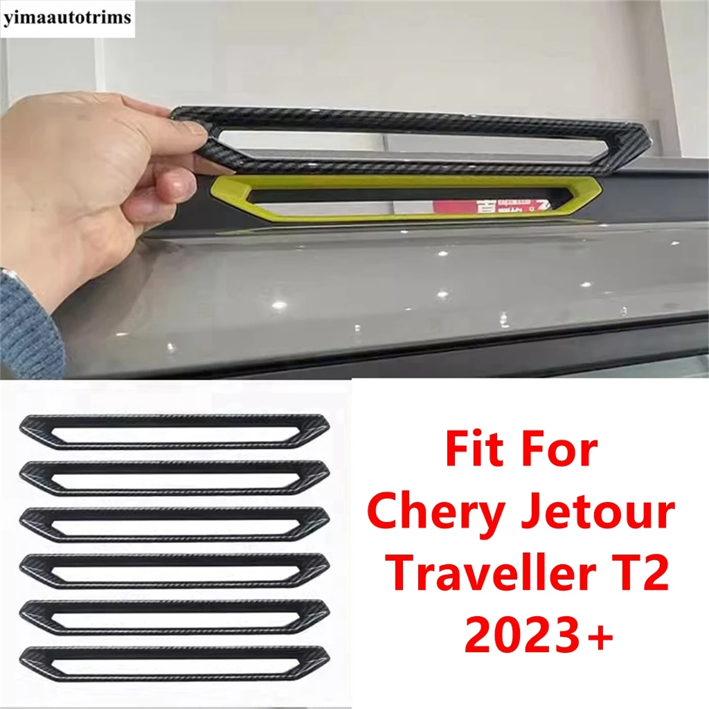 

Roof Luggage Rack Decorative Strip Plate Panel Frame Cover Trim For Chery Jetour Traveller T2 2023 2024 Carbon Fiber Accessories