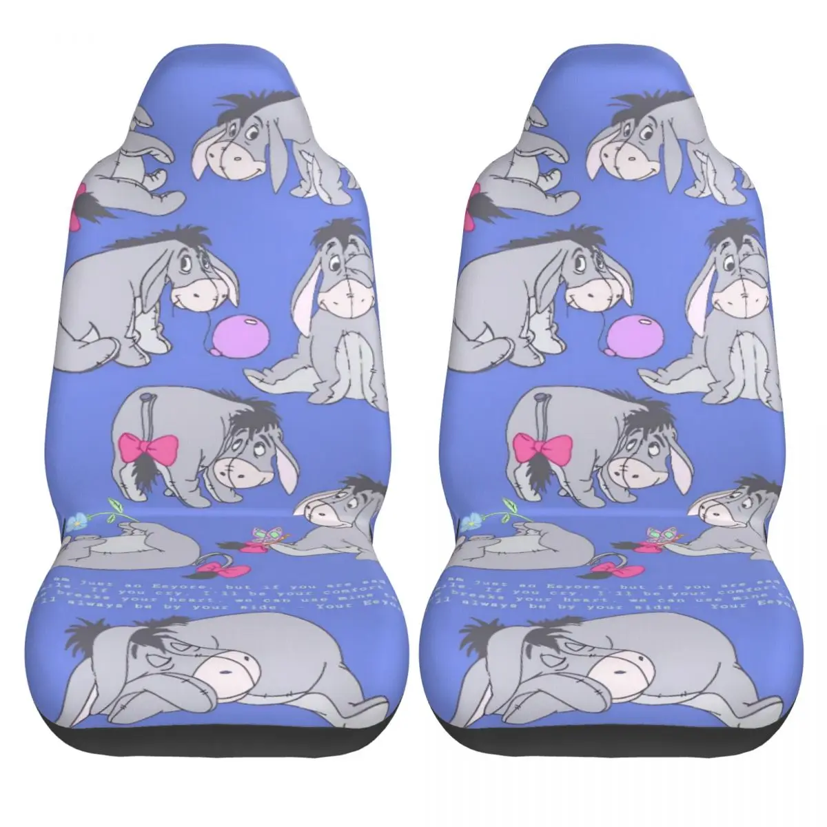 

Чехлы на автомобильные сиденья Winnie The Pooh Eeyore Kawaii Taxi, автомобильные чехлы на сиденья, полиэстер, комфортный чехол из 2 предметов