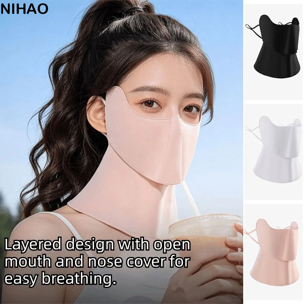 

Adjustable Summer Ice Silk Mask Magnetic Breathable Sunscreen Mask Neck Anti UV Open Style Face Cover Fishing