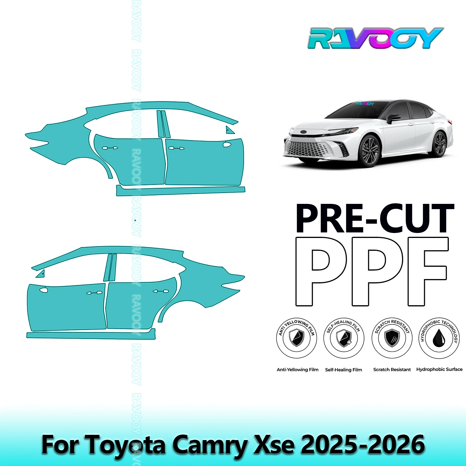 

Для Toyota Camry Xse 2025-2026 8,5 мил прозрачный матовый предварительно вырезанный комплект PPF для дверей и A/B стойки, набор защитной пленки для краски из ТПУ