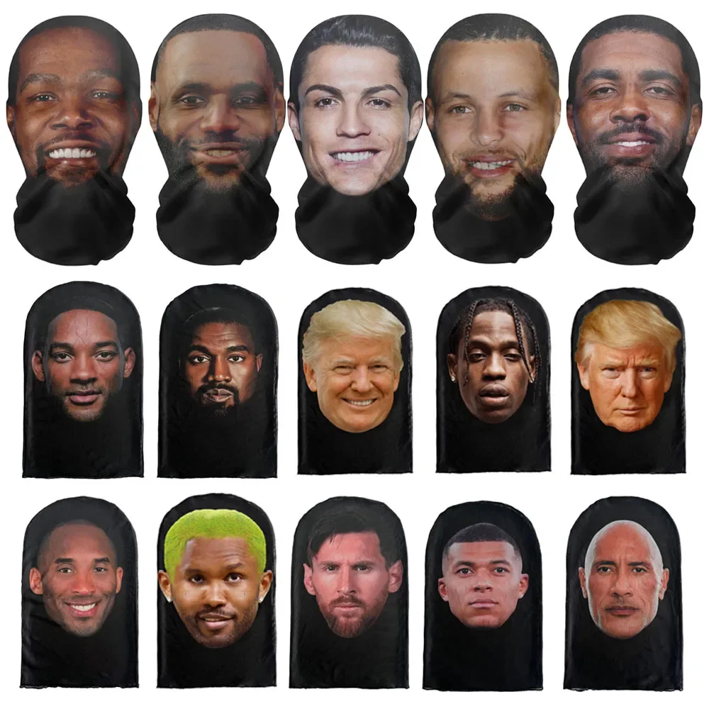 New 3D Printed Kanye Mask Elastic Mesh Full Face Mask for Men Women Cosplay Headwear Hip Hop Fashion Balaclava Hood Hat Headgear