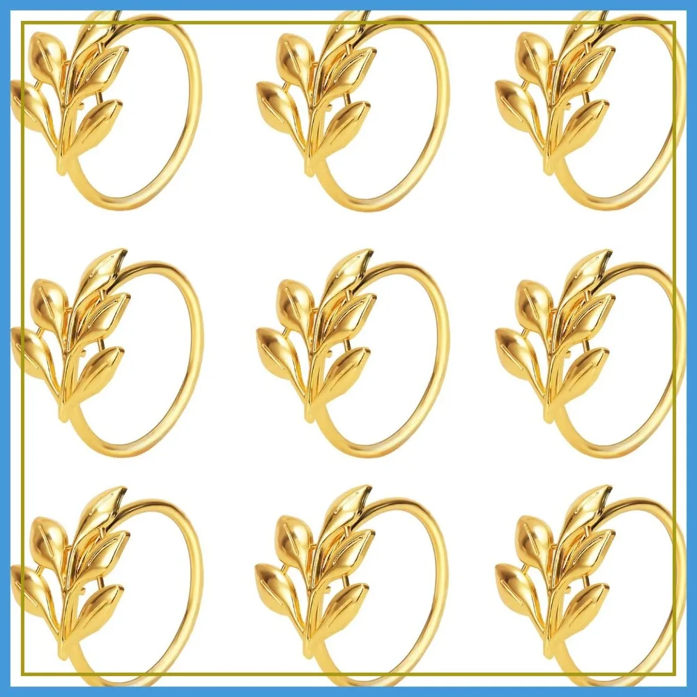 

Set of 20 Gold Leaf Napkin Rings Metal Napkin Holder for Dining Table Parties Everyday