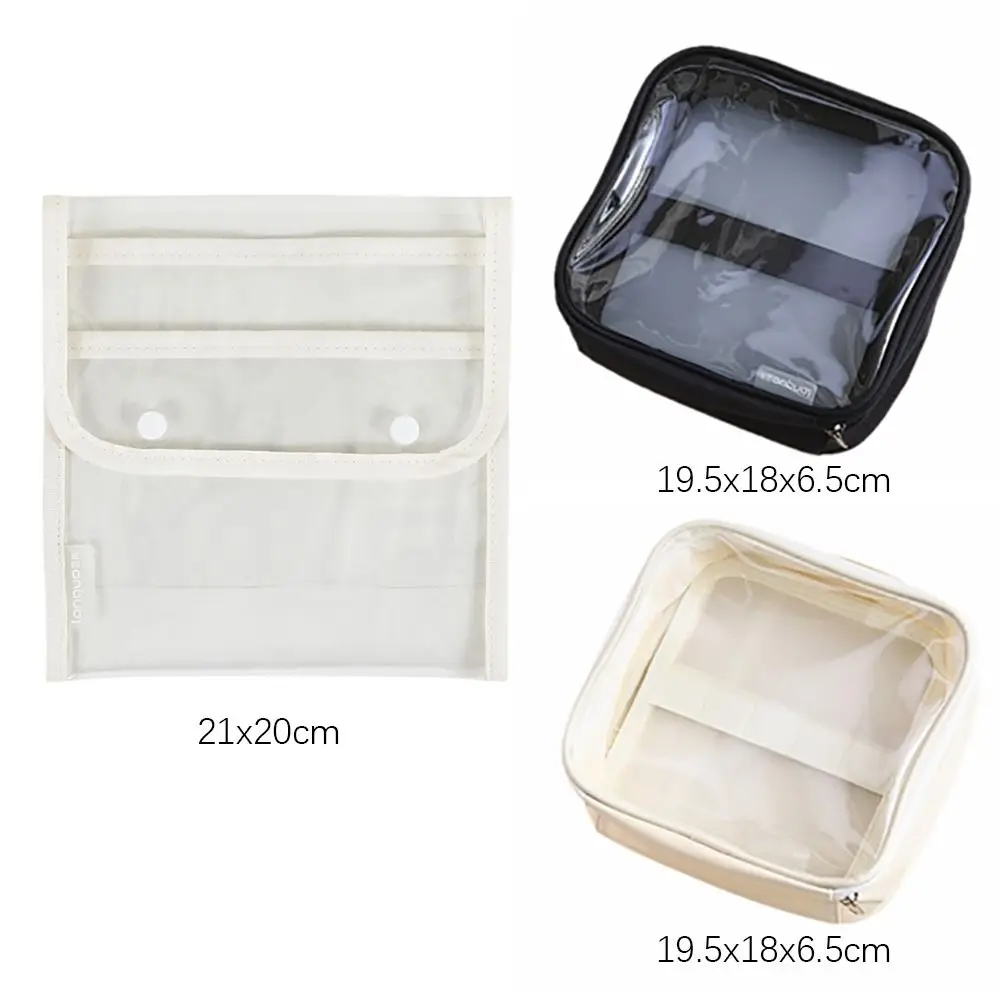 Portable PVC Pen Bag Large Capacity Visible Pencil Case Student Stationery Transparent Pen Organizer