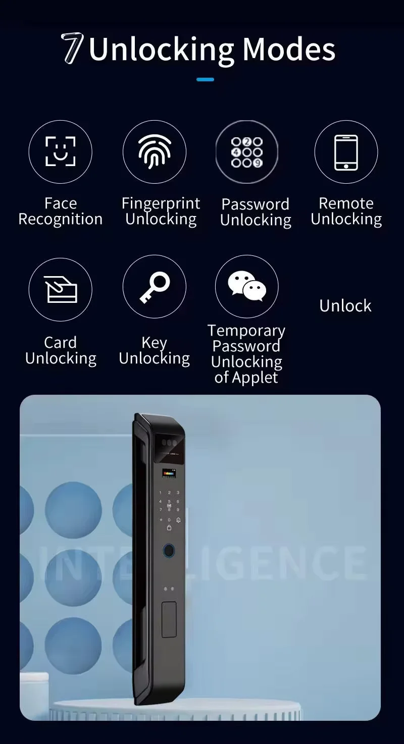 Enrique Wishome 3D Face Fingerprint Recognition WiFi Smart Door Lock Camera Cerradura Inteligente For Aluminum Door Memory Card view 3