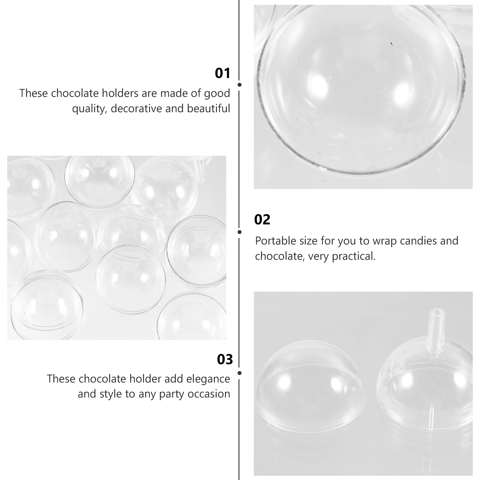

95PCS Chocolate Plastic Candy Holder Wrapping Clear Chocolate Holder Candy Cups Decorative Elegant Party OccasionCandyDecor