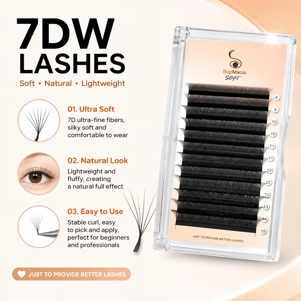 Supmacio Wimpernverlängerung 7DW Clover W Wimpern Weich 0,07mm 8-15 Vorgefertigte Bündel Cilios 7D W