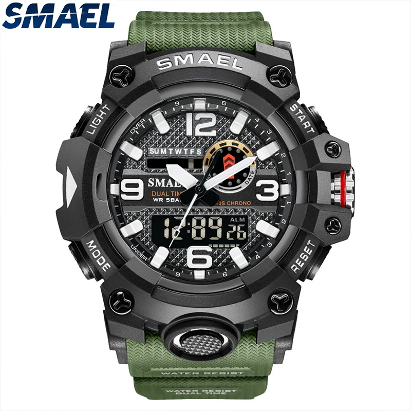 Fashion Smael Top Brand Military Sport Chronograph Clock Luxury Waterproof Man Dual Movement Digital & Quartz Wrist Watches