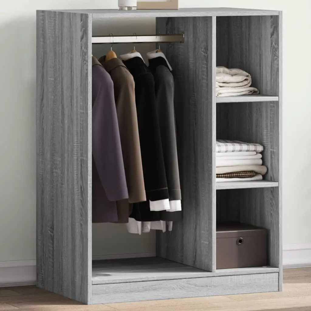 Grey Sonoma Wardrobe - 77x48x102 cm Engineered Wood Storage Cabinet