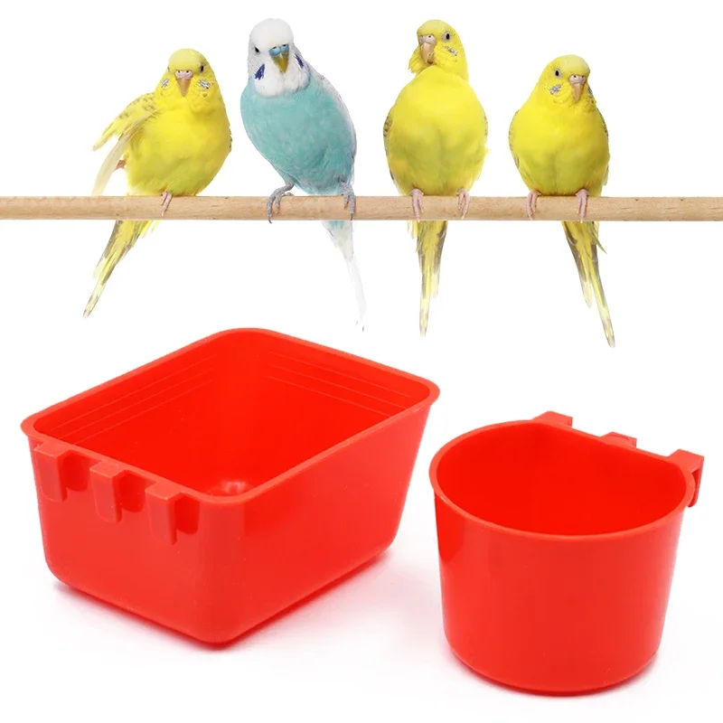 1pcs Plastic Cup Pet Birds Feeder Bowl Parrot Food Water Bowl Hanging Trough Feeding Splash-proof Cup Pigeons Cage Feeder Tool