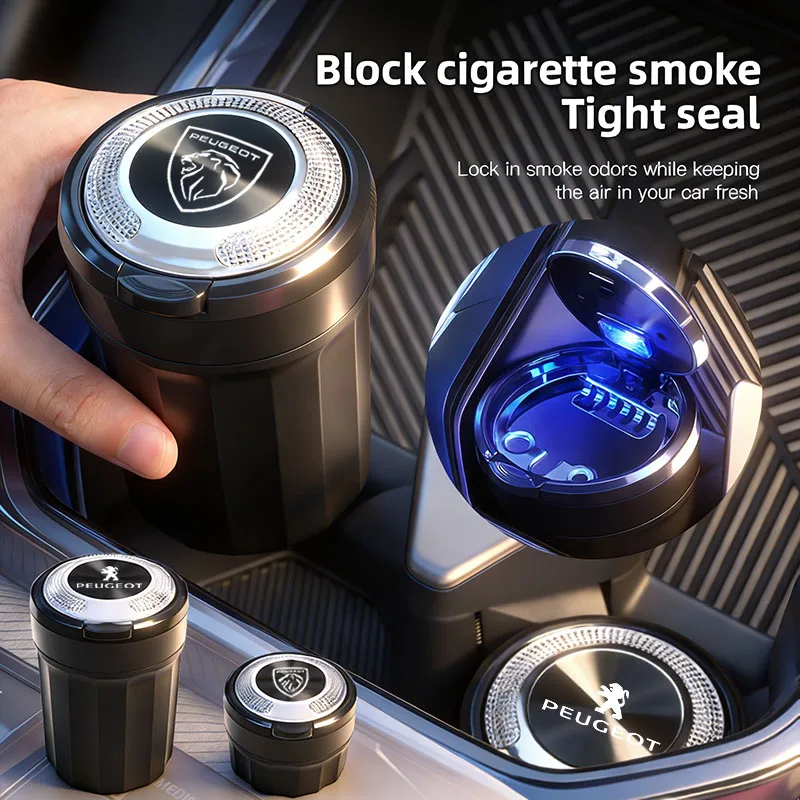 

Car Ashtray One Touch Open Portable Ashtray Cup Auto Interiors For Peugeot 206 307 308 207 3008 208 407 508 2008 5008 301 406