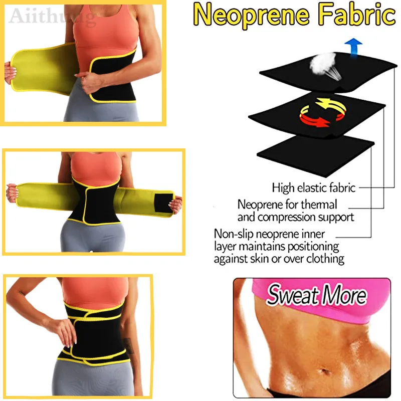 Aiithuug Neoprene Waist Training Corsets Abdominal Training Corset Sauna Sweat Waist Trainer Body Shaper Belt Hot Sweat Girdle