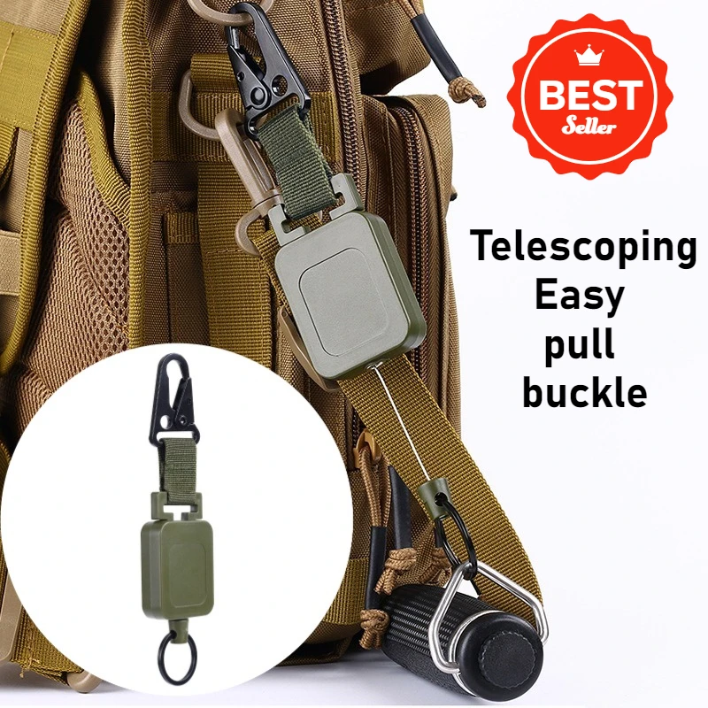 

1pc 60cm Eagle Beak Retractable Buckle Key Chain Steel Wire Hanging Rope Military Green Strap Clip Climbing Outdoor Hiking Tools