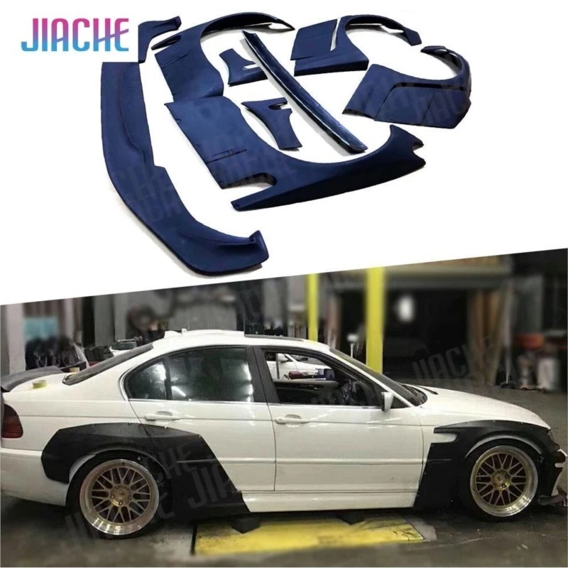 

Car Wide Body Kits Door FRP Body Kits Cover Front Lip Rear Fender Trunk Spoiler For BMW E46 Sedan Body kits