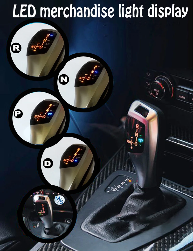 LED Gear Shift Knob Automatic Gear Shifter Lever Handle For BMW E39 E53 E46 E60 E61 E87 E90 E91 E92 E93 E84 E38 E83 E85 E86 E89