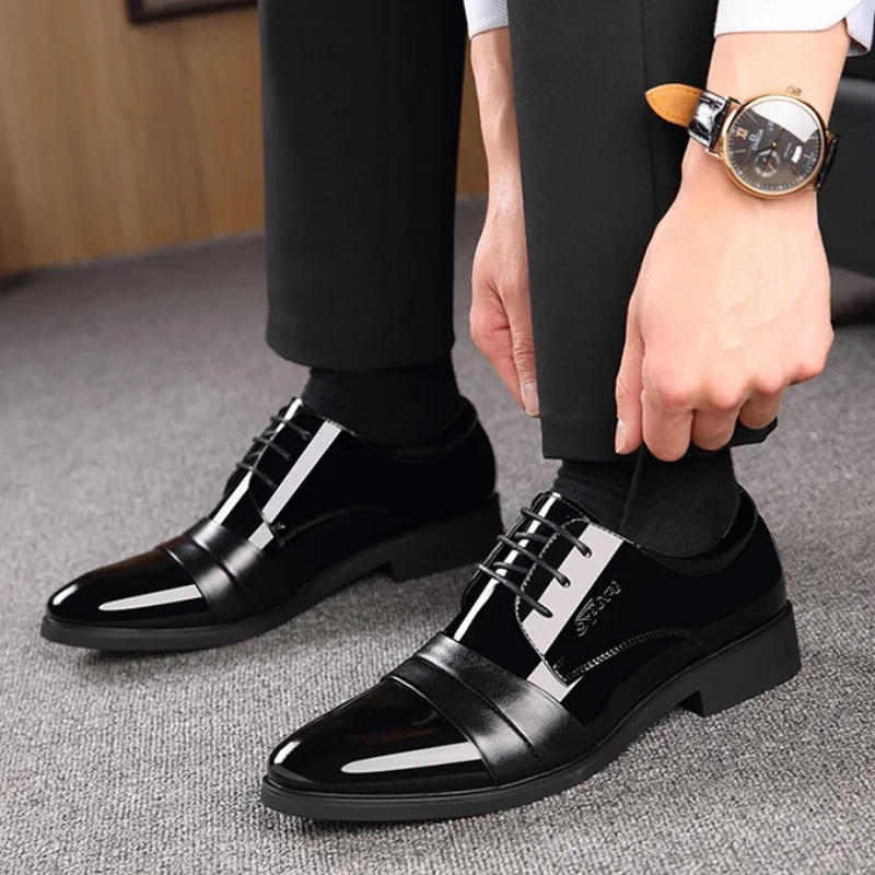 Business Men's Formal Shoes Official Leather Casual Social Shoe Male Black High Quality Fashion Gentleman 2024 Style Legitimate