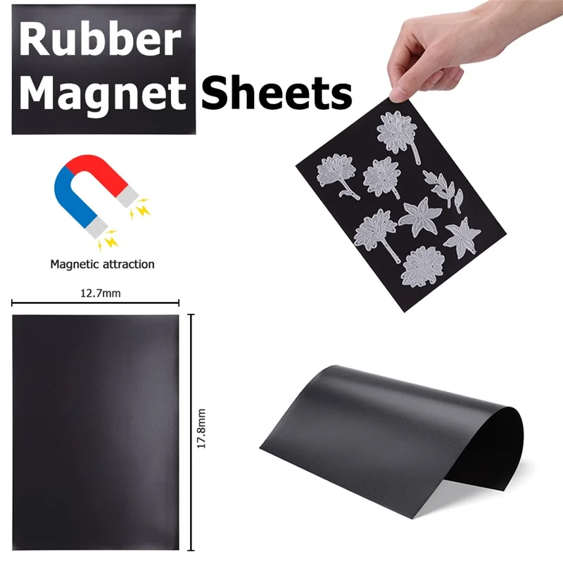 

10Pcs 0.3mm Magnet Sheets Black Magnetic Mats for Refrigerator Photo Die Cut Envelope DIY Craft Stamps Organizer Holders Bag