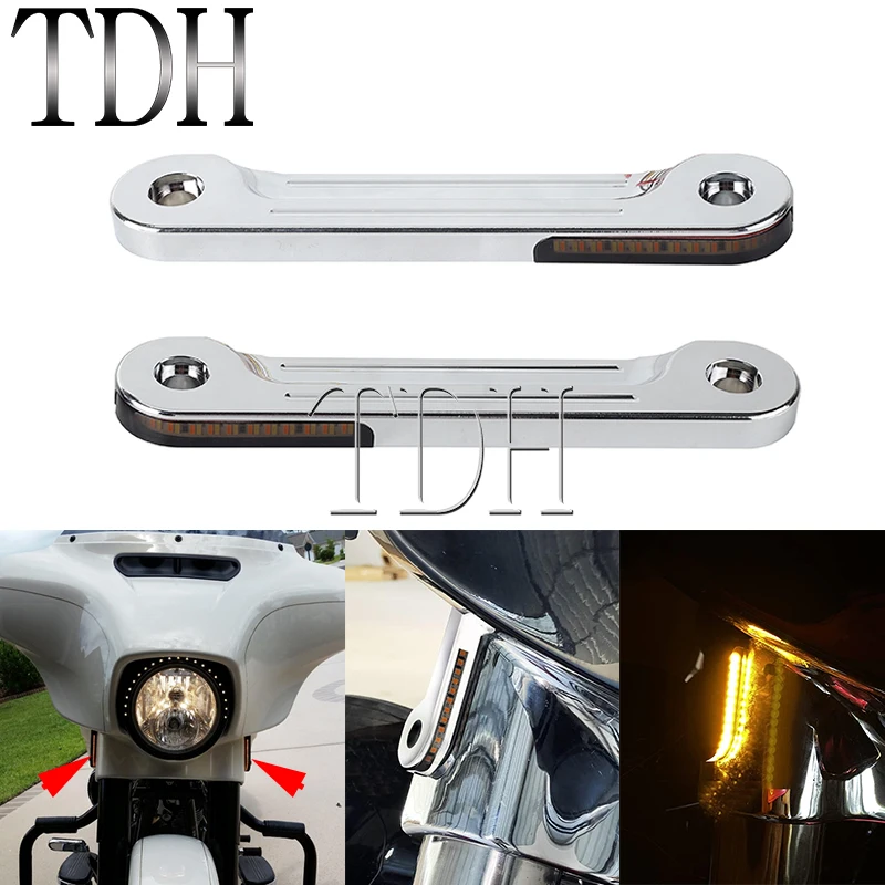 

Motorbike Front Flush Fork Turn Signal Brackets For Harley Touring Road King CVO Electra Street Glide FLH/T FLHX FLHR 1998-UP