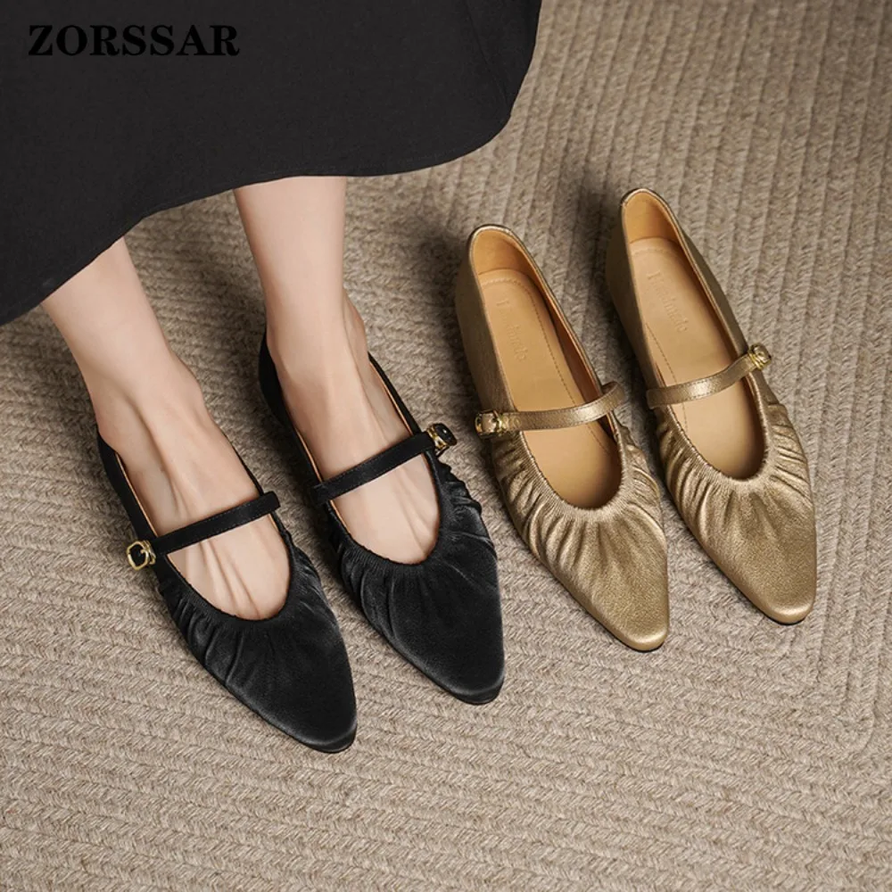 

2026 New Women's Satin Ruched Mary Jane Pumps Square Toe Low Block Heel Buckle Strap Elegant Vintage Office Party Dress Shoes