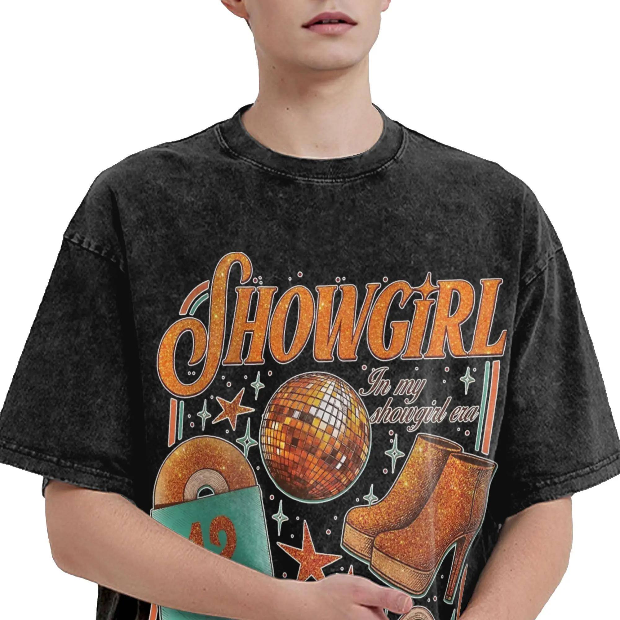 Album The Life of A Showgirl T-shirt lavate Streetwear T-shirt vintage Hip Hop T-shirt Uomo Donna Cotone Harajuku Estate